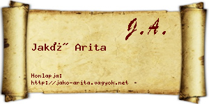 Jakó Arita névjegykártya